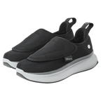 Black Women's Extra Wide Comfort Shoes with gray and white soles on a white background
