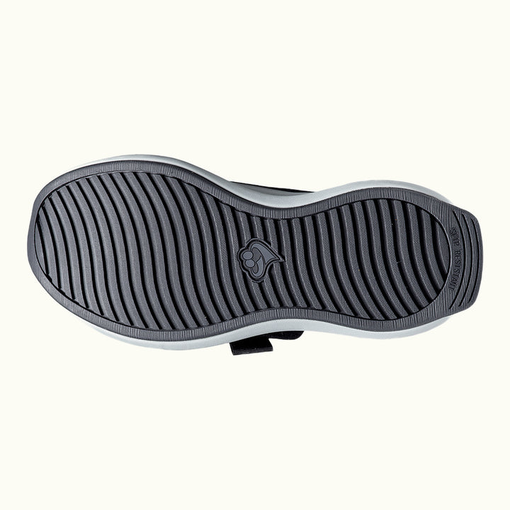 Sole of Black Women's Extra Wide Comfort Shoes on a white background