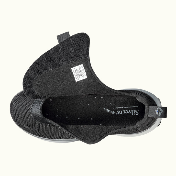 Interior view of Black Men's Extra Wide Comfort Shoes on a white background