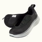 Black Men's Extra Wide Comfort Shoes with gray and white soles on a white background