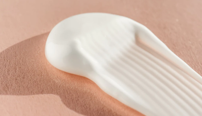 A close up of a smear of lotion.
