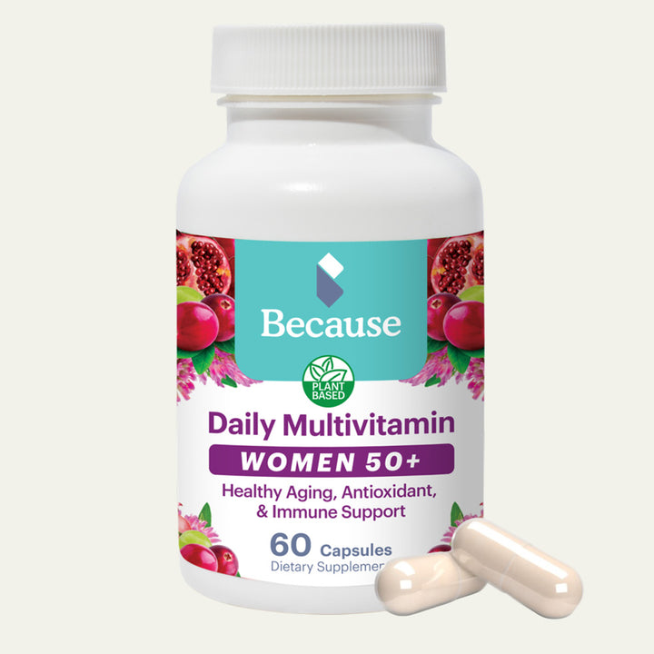 Because Women's 50+ Multivitamin on a white background