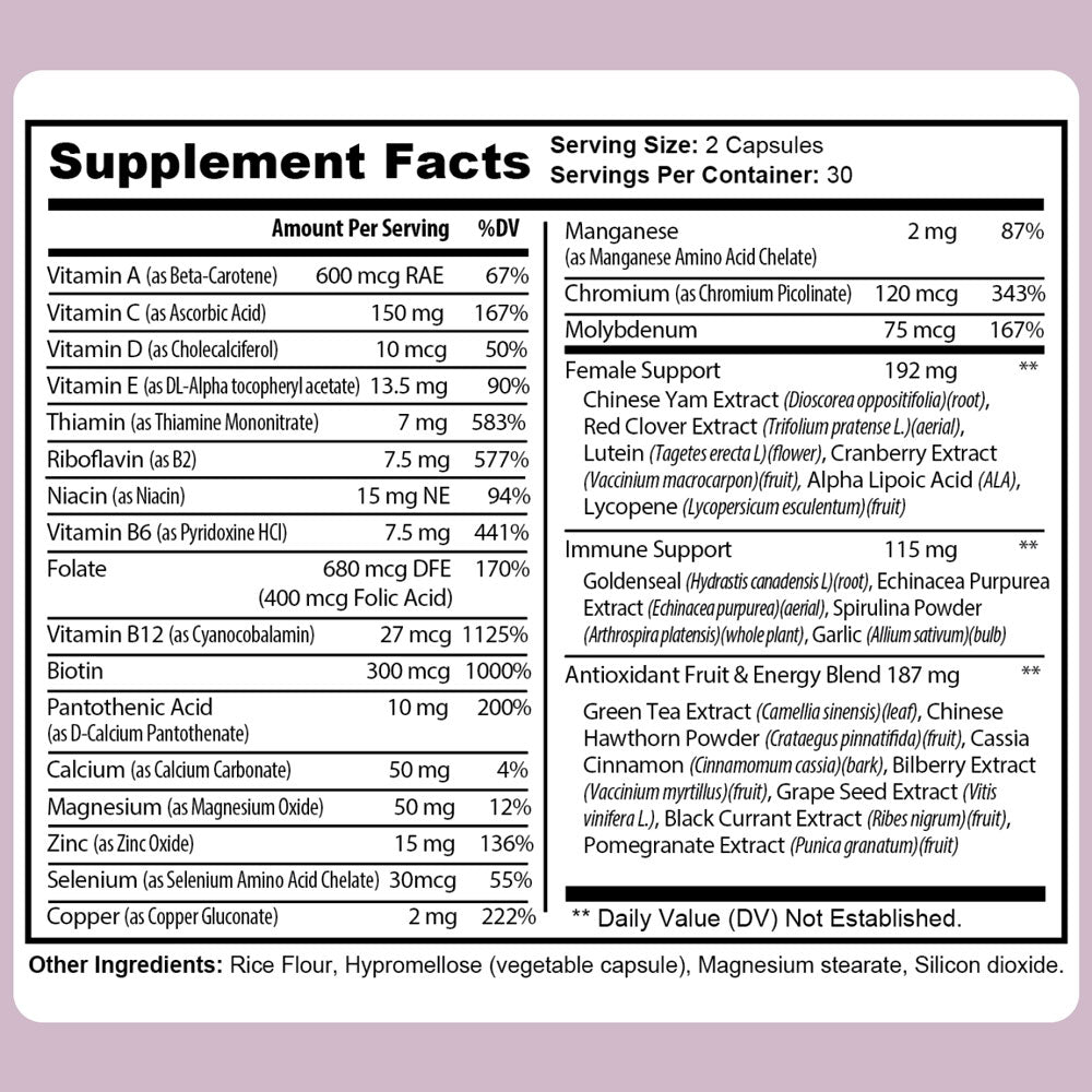 Full nutritional label