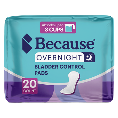 Because Premium Overnight Bladder Control Pads, 20 count pack