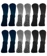 Black and gray slipper socks with grippy bottoms