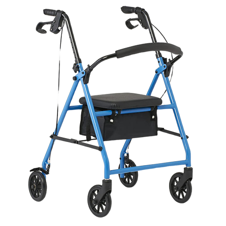 Light Blue Comfort Folding Steel Rollator Walker