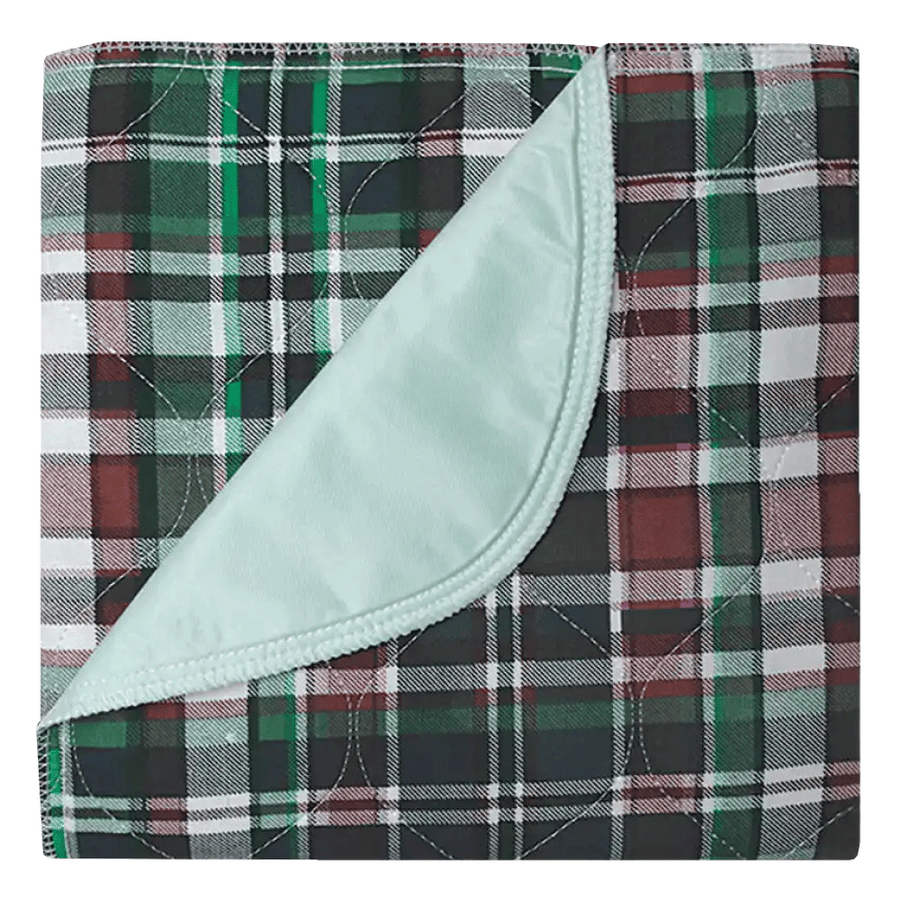 Reusable bed pad in plaid