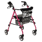 Pink Zebra Aluminum Folding Rollator Walker