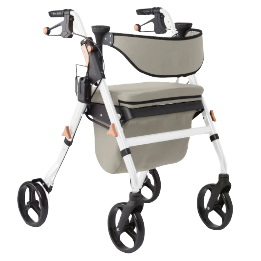 White Aluminum Premium Folding Rollator Walker