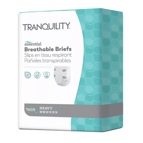 White and blue Tranquility Essential Breathable Briefs packaging. 