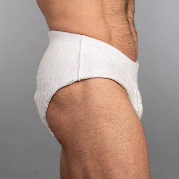 Man wearing Because Premium Underwear for Men (Maximum) 