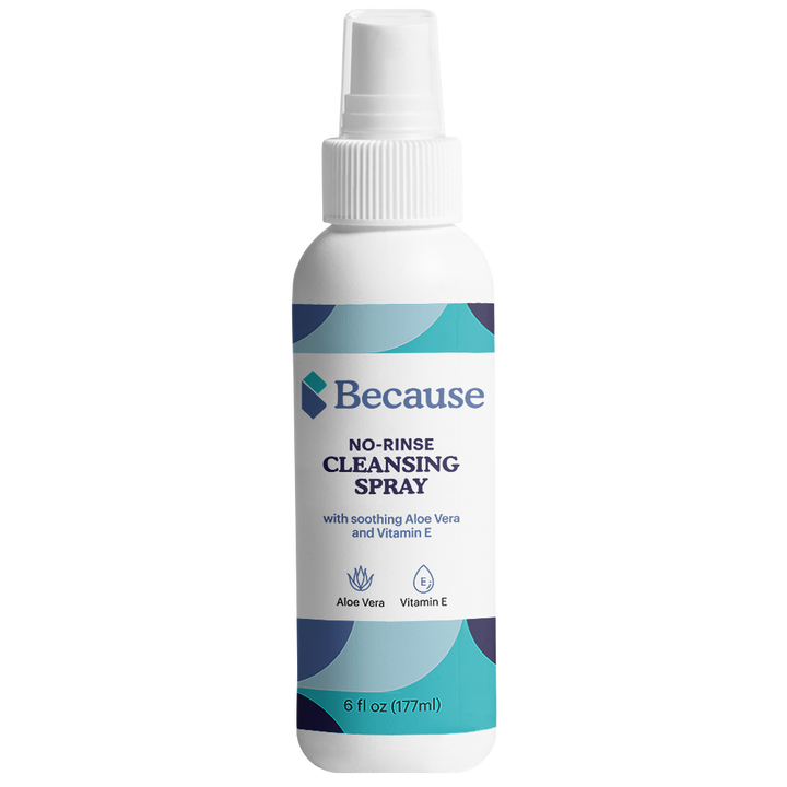 Because no rinse cleansing spray on white background
