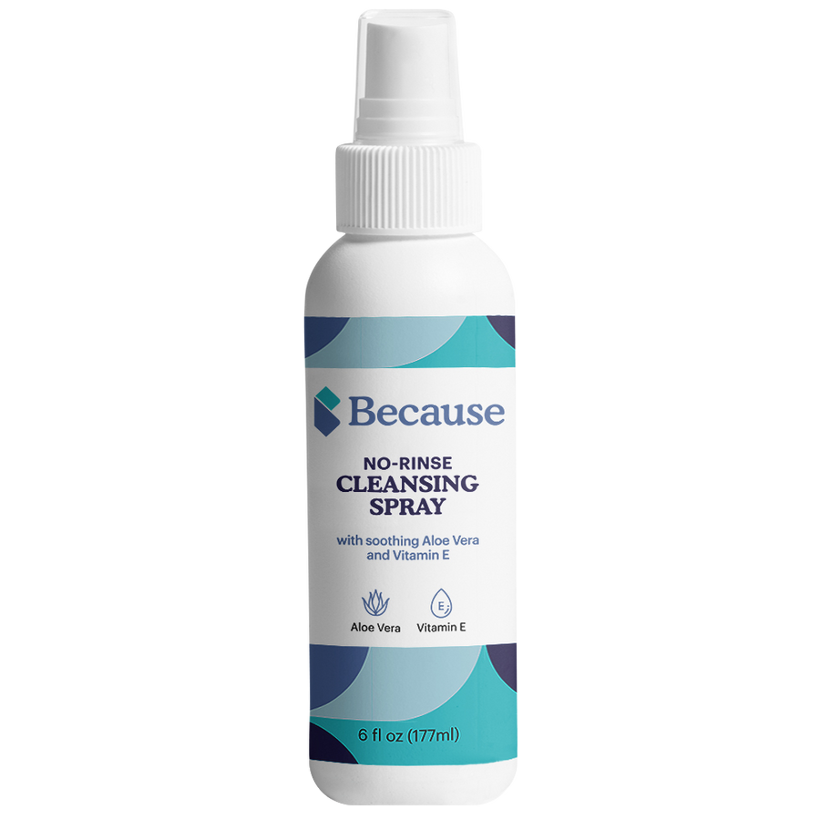 Because no rinse cleansing spray on white background