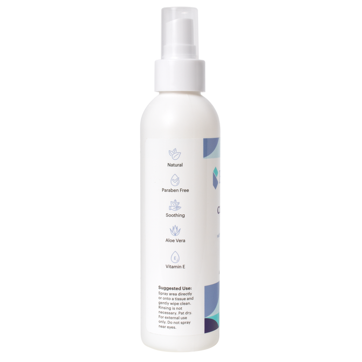 Because no rinse cleansing spray for hygiene and freshness on white background
