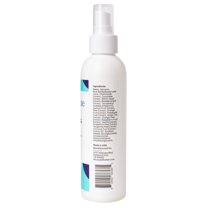 Because no rinse cleansing spray package on white background