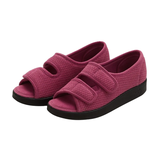 Velvet pink, closure open toed sandals