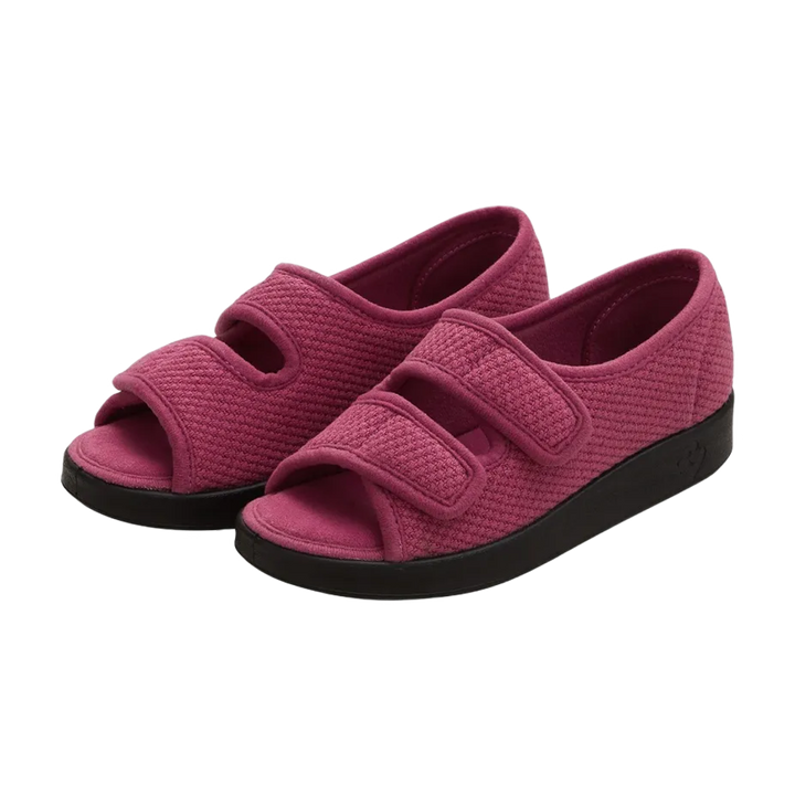 Velvet pink, closure open toed sandals