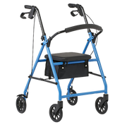 Light Blue Comfort Folding Steel Rollator Walker with black wheels