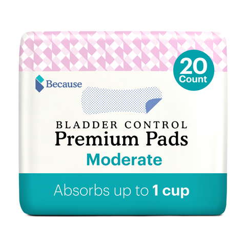 Because Premium Incontinence Pads for Women - Overnight Absorbency, 20 Ct 