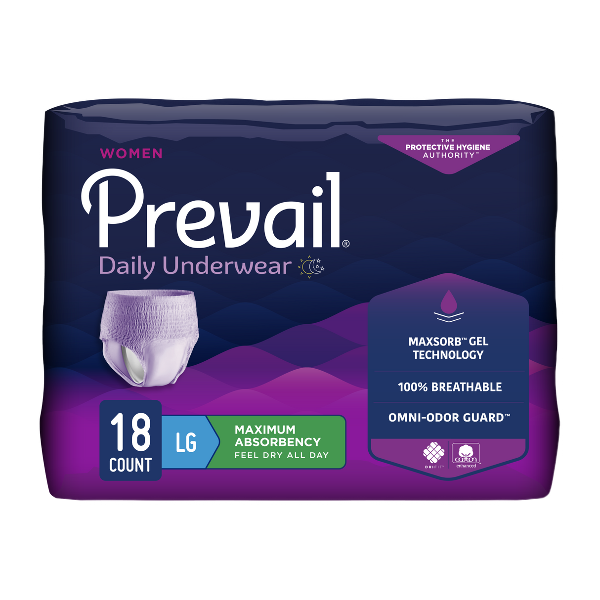 Prevail womens max absorbency package