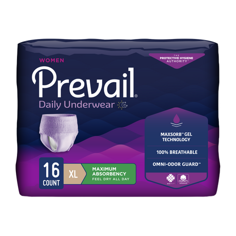 Prevail womens max absorbency underwear package