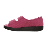 Side of velvet pink, closure open toed sandal