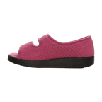 Side of velvet pink, closure open toed sandal