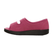 Side of velvet pink, closure open toed sandal