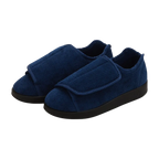 Blue slippers with adjustable Easy Touch closure with black slip resistant soles