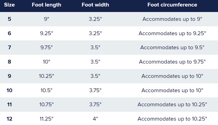 Silverts indoor sandals size chart