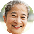Smiling woman with graying hair