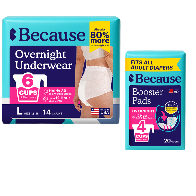 Because Overnight Underwear and Booster Pads